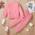 2-piece Kid Girl Cute Rabbit Leopard Print Pullover and Elasticized Pants Casual Set Pink image 2