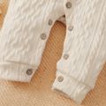 Solid Lapel Collar Button Down Long-sleeve Baby Knitted Sweater Jumpsuit Beige image 5