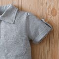 Baby Boy Grey Button Up Short-sleeve Romper Grey