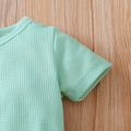 2pcs Baby Boy/Girl Solid Waffle Short-sleeve Set Light Green image 5