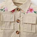 Baby Girl Floral Embroidered Button Front Long-sleeve Crop Jacket Apricot