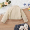 Baby Girl Floral Embroidered Button Front Long-sleeve Crop Jacket Apricot
