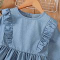 Toddler Girl Denim Polka Dots Ruffle Decor Long-sleeve Blue Dress Light Blue
