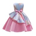 Girl's A-line Floral Sleeveless Sateen Party Dress Pink image 2