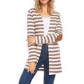 Trendy Striped Long-sleeve Cardigan  Brown image 3