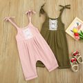 Floral Print Lace Decor Sleeveless Baby Sling Jumpsuit Pink