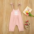 Floral Print Lace Decor Sleeveless Baby Sling Jumpsuit Pink