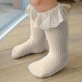 Baby / Toddler Lace Ruffled Antiskid Middle Socks White