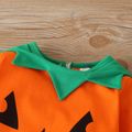 Halloween Pumpkin Face Long-sleeve Orange Baby Jumpsuit Orange