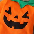 Halloween Pumpkin Face Long-sleeve Orange Baby Jumpsuit Orange