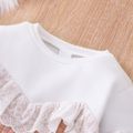 2-piece Toddler Girl Lace Design Colorblock Textured Sweatshirt and Solid Color Pants Set Pink image 4