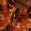 Toddler Girl Ruffled Floral Print Zipper Hooded Jacket Sweatshirt Brown