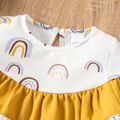 Toddler Girl Rainbow Print Flounce Long-sleeve Blouse White