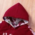 2-piece Toddler Girl Floral Letter Print Red Hoodie Sweatshirt and Elasticized Pants Set Red