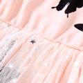 Toddler Girl Butterfly Print Stars Glitter Design Mesh Pink Slip Dress Pink
