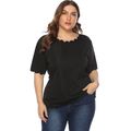 Women Plus Size Basics Irregular Wavy Hem T-shirt Black