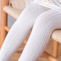 Meia-calça casual quentinha de tricô e sem estampa para menina pequena Branco