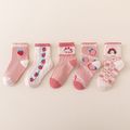 5-pairs Baby / Toddler Strawberry Pattern Crew Socks Pink image 4