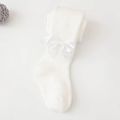 Baby / Toddler / Kid Bow Decor Plain Ribbed Tights Pantyhose White image 1