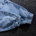 Toddler Boy Letter Embroidered Flap Pocket Denim Jeans Blue