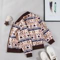 Toddler Boy/Girl Geo Print Zipper Bomber Jacket Khaki