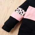 2pcs Leopard Print Hooded Long-sleeve Baby Set Black