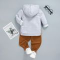 2-piece Toddler Boy Animal Print Hoodie Sweatshirt and Solid Pants Set Grey