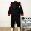 2-piece Toddler Boy Number Print Striped Hoodie Sweatshirt and Pants Casual Set Black image 2