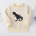 Toddler Boy Letter Dinosaur Print Textured Pullover Sweatshirt White image 1