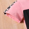2-قطعة طفل فتاة ليوبارد طباعة colorblock المحملة وتصميم bowknot مجموعة السراويل الورقية زهري image 5