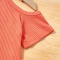 2-piece Toddler Girl Cold Shoulder Halter Tee and Flared Pants Set Light Red