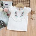 2-piece Baby / Toddler Girl Pretty Floral Embroidery Top and Solid Shorts Sets Pink image 2