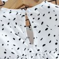 2pcs Baby Girl Dots Animal and Plant Print Flutter-sleeve Dress with Headband Set White