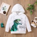 Toddler Boy Animal Dinosaur Letter Print White Hoodie Sweatshirt White