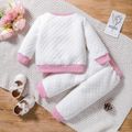 2pcs Baby Girl Leopard Heart Embroidered Long-sleeve Quilted Set White image 2