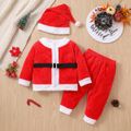 Christmas 3pcs Baby Boy/Girl Red Fleece Long-sleeve Santa Outfits Set Red image 1