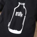 Bottle Milk Print Long-sleeve Black Baby Jumpsuit Black image 5