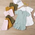 Baby / Toddler Casual Basic Solid Tee and Shorts Set White