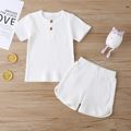 Baby / Toddler Casual Basic Solid Tee and Shorts Set White