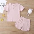 Baby / Toddler Casual Basic Solid Tee and Shorts Set Pink image 1