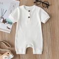 Baby Boy/Girl 95% Cotton Ribbed Short-sleeve Button Up Romper White image 1