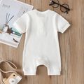 Baby Boy/Girl 95% Cotton Ribbed Short-sleeve Button Up Romper White image 2