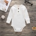 Baby Boy/Girl 95% Cotton Ribbed Long-sleeve Button Up Romper White image 3