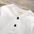 Baby Boy/Girl 95% Cotton Ribbed Long-sleeve Button Up Romper White image 5