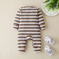 Ribbed Striped Long-sleeve Baby Jumpsuit Khaki