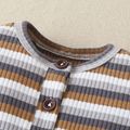 Ribbed Striped Long-sleeve Baby Jumpsuit Khaki image 2