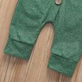 Solid Hooded Long-sleeve Baby Jumpsuit Dark Green