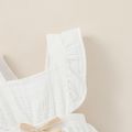 Crepe Solid Flutter-sleeve Baby Romper White