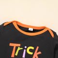 3pcs Halloween Style Letter and Pumpkin Print Long-sleeve Black Baby Set Black