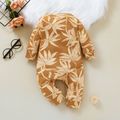 100% Cotton Graphic/Floral Print Baby Long-sleeve Jumpsuit Pink